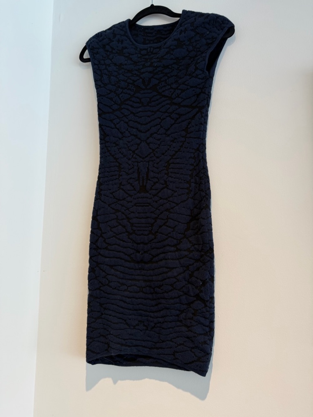 Sleeveless Textured Navy Bodycon Dress